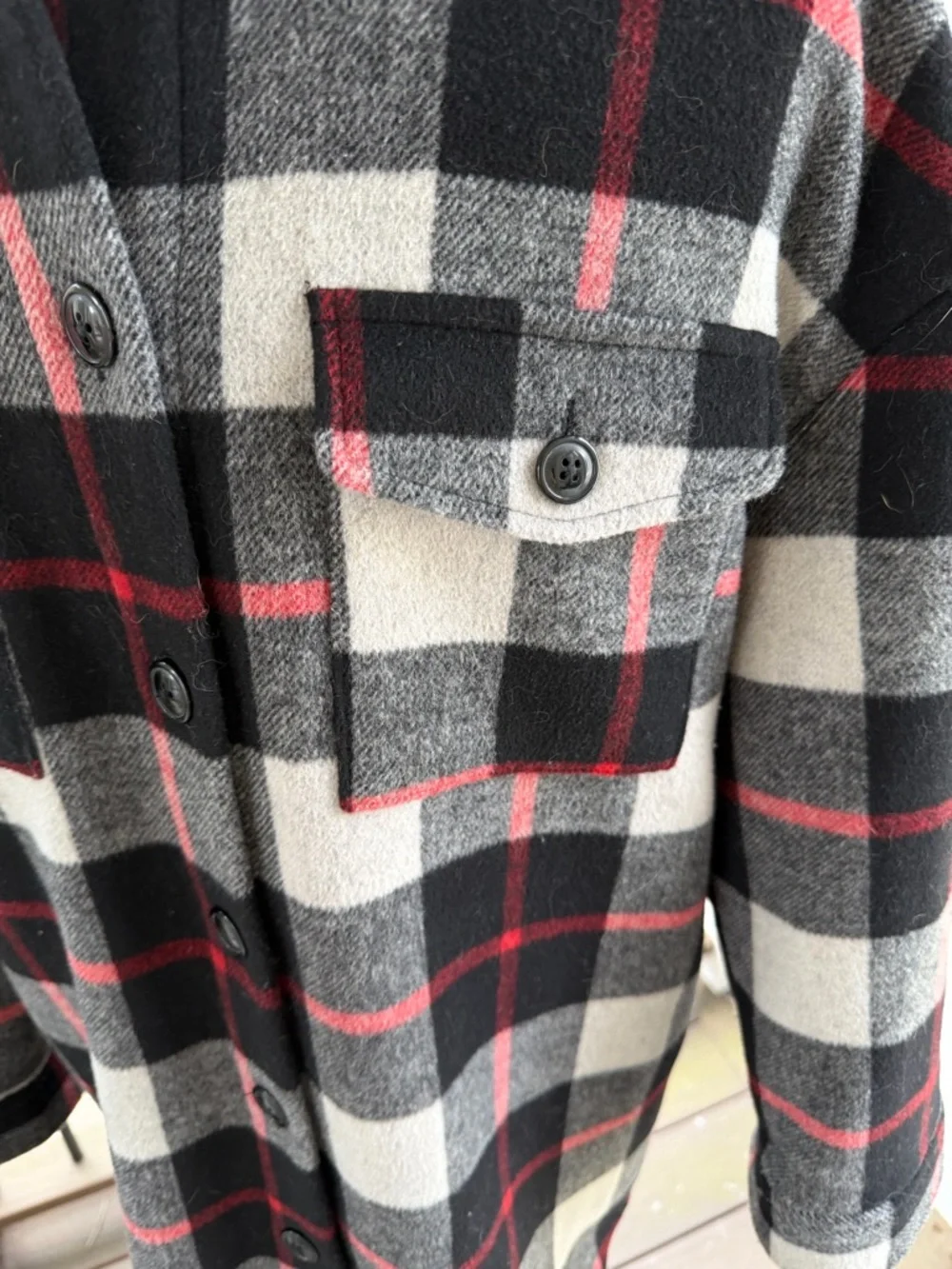 GAP Kids Plaid Wool Shacket Oversized Size XXL Jacket Unisex Red Black Gray